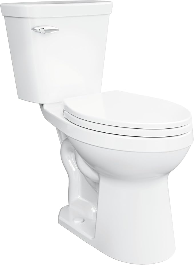 Gerber Viper Force Compact Elongated Two-Piece Toilet, Soft-Close, White | Strong flush, Space-saving design | Seat lifts off in seconds for easy cleaning | Tool-free install kit included