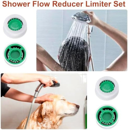8Pcs Shower Flow Restrictor, Green Water Flow Reducer Control Value