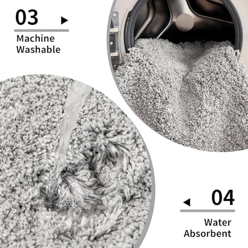 Disolla Grey Bathrom Runner Rug 24x70 - Extra Large Soft Plush Bath Mat, Thick Long Non-Slip Shaggy Floor Mat, Ultra-Absorbent for Master Bathroom Vanity