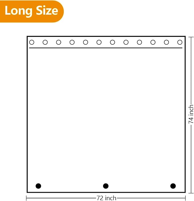 Seenus 74 inch Long Cloth Shower Curtain Liner with 3 Weighted Magnets, 72'' x 74'' Waterproof Fabric Shower Liner Washable, Neutral White Lightweight Bathroom Shower Curtain Hotel Quality