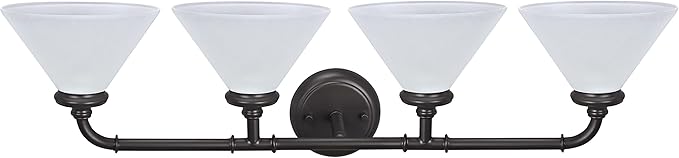 Aspen Creative 62148, Four Metal Bathroom Light Fixture, 6-1/2" Wide, Transitional Design in Oil Rubbed Bronze with Frosted Glass Shade Vanity Wall