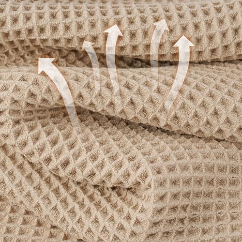 Microfiber Waffle Bath Towels, 4 Pieces, Soft, Absorbent, Fast Drying, Lint Free 430 GSM (27''x55''/68.58 cm x139.7 cm)