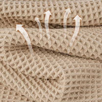 Microfiber Waffle Bath Towels, 4 Pieces, Soft, Absorbent, Fast Drying, Lint Free 430 GSM (27''x55''/68.58 cm x139.7 cm)