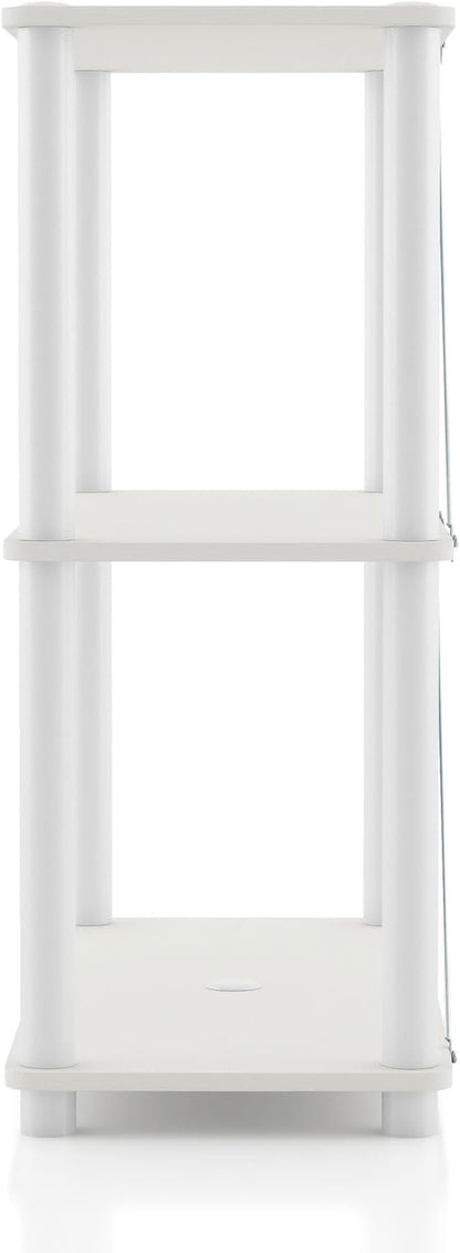 Homes: Inside + Out Apexa Modern 3-Tier Wide Shelving Units, Collectibles Display Shelves, Easy Assembly Standing Shelf, Home Storage Organizer for Living Room, Bedroom, Office, White