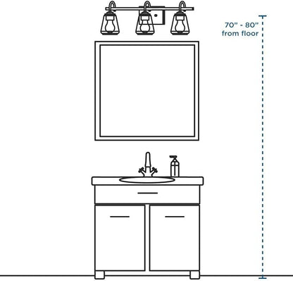 Progress Lighting Archie Collection 3-Light Clear Double Prismatic Glass Coastal Bath Vanity Light Polished Chrome