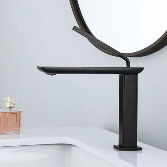 Faucet Brushed Gold Brass Bathroom Basin Faucet Cold and Hot Water Mixer Sink Deck Mounted Black/White Tap White (Black Short 1) Faucet