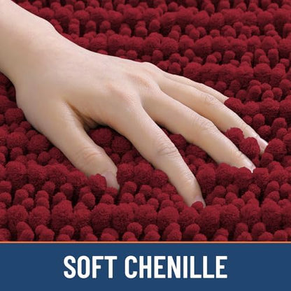 Smiry Bathroom Rugs 48X32, Extra Soft Rubber Backing Chenille Bath Mats