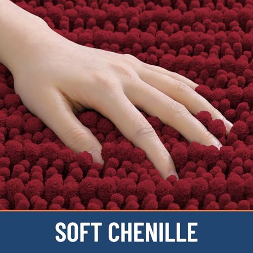 Smiry Bathroom Rugs 44X24, Extra Soft Rubber Backing Chenille Bath Mats