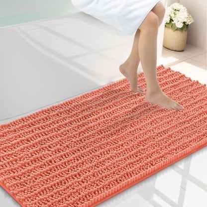 Smiry Bathroom Rugs 44X24, Extra Soft Rubber Backing Chenille Bath Mats