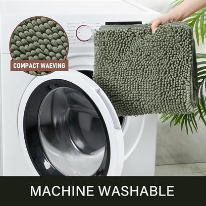 LOCHAS Luxury Bathroom Rug Shaggy Bath Mat 24 x 48 Inch, Sage Green