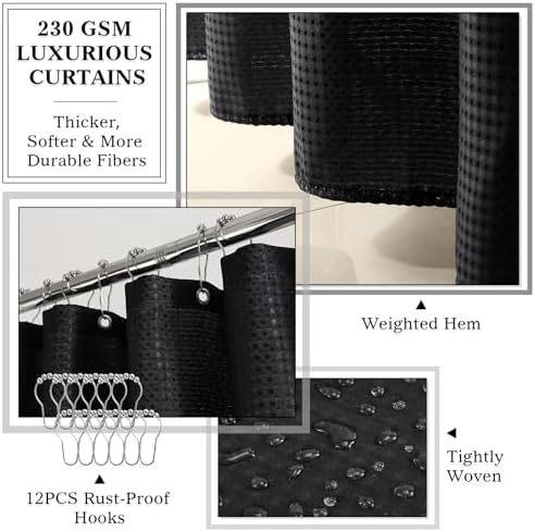 Bathroom Accessories Set Complete, Black Shower Curtain Set, 25PCS