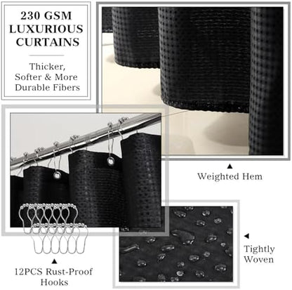 Bathroom Accessories Set Complete, Black Shower Curtain Set, 25PCS