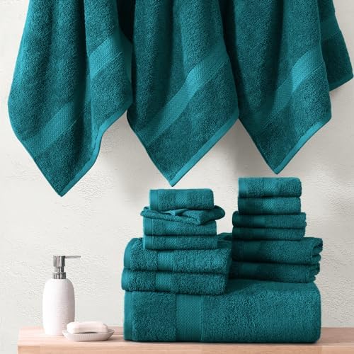 LANE LINEN Bath Towel Set 100% Cotton 18 Piece Soft Absorbent - Sea Port