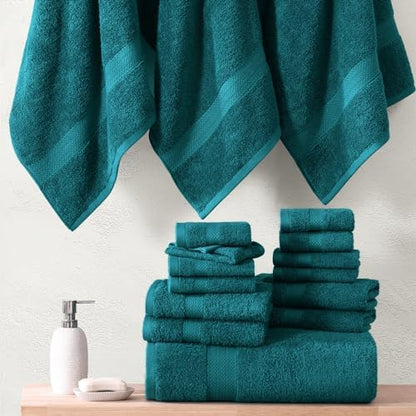 LANE LINEN Bath Towel Set 100% Cotton 18 Piece Soft Absorbent - Sea Port
