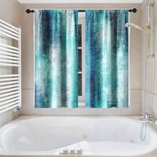 Shower Curtain Set, for Bathroom Decor 72" x 72", Abstract Teal