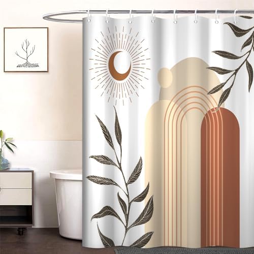 Boho Moon Shower Curtain with Hooks for Bathroom 72x78 Inch