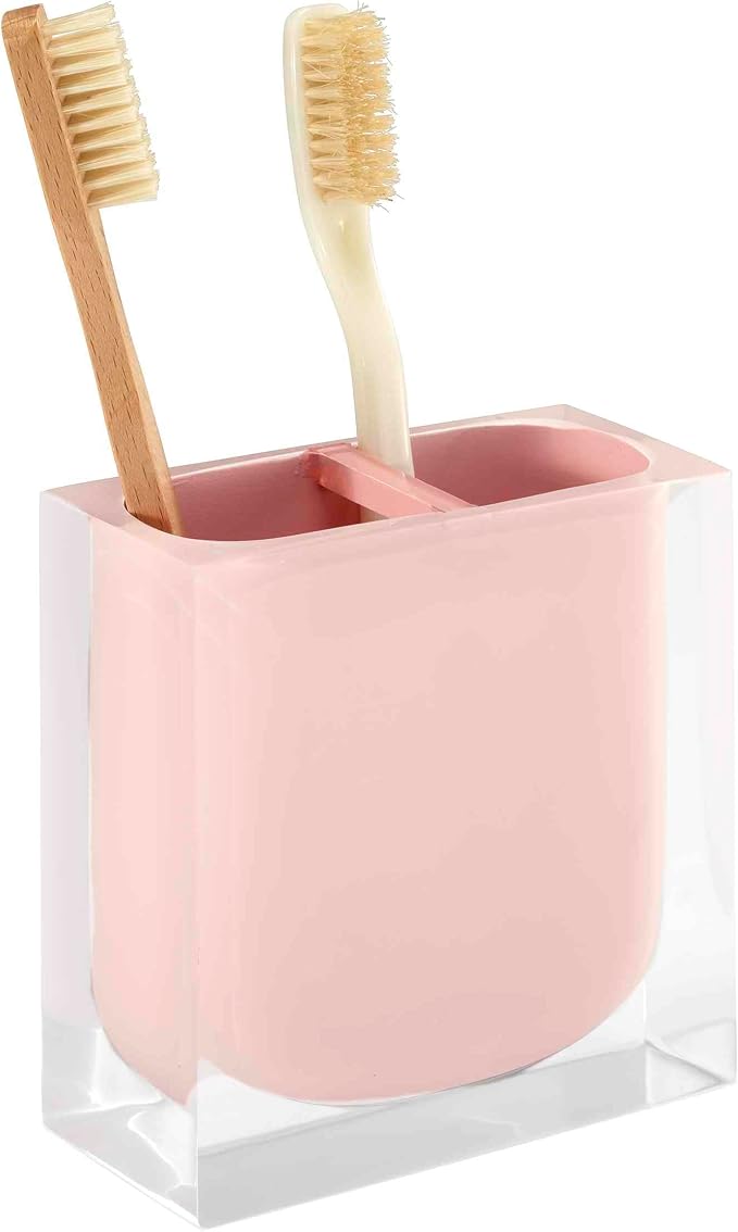 Izod - Toothbrush Holder, Resin Countertop Accessories, Dorm Room Essentials, Guest Bathroom Essentials (Marina Collection, Pink)