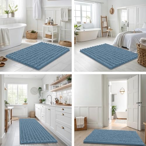 Smiry Bathroom Rugs 59X20, Extra Soft Rubber Backing Chenille Bath Mats