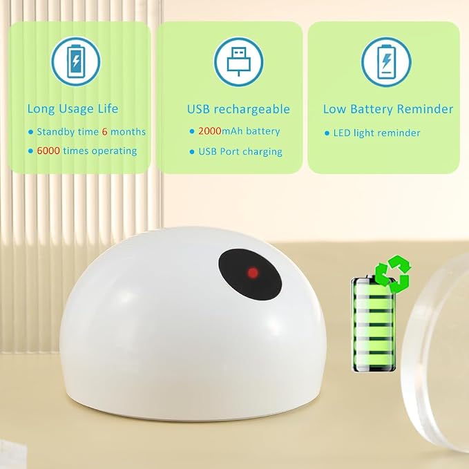 Touchless Toilet Flusher,Infrared Sensor Automatic Toilet Flusher With Two Flush Modes Design, USB Rechargeable for Home and Public Use(White)