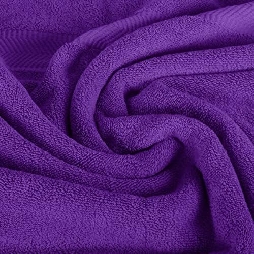 BY LORA 8-Pc Cotton Towel Set, Quick Dry Hotel Bath Hand Washcloths, Purple