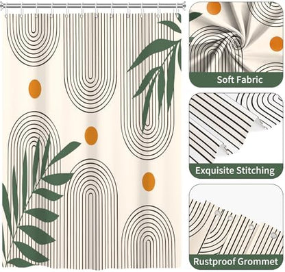 deFouliao Boho Shower Curtain, Modern Abstract Arch Waterproof Shower Curtain for Bathroom Bathtub Home Curtain Decor with Hooks, Machine Washable, 72''Wx72''L
