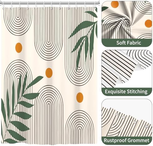 deFouliao Boho Shower Curtain, Modern Abstract Arch Waterproof Shower Curtain for Bathroom Bathtub Home Curtain Decor with Hooks, Machine Washable, 72''Wx96''L