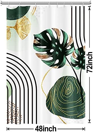 Boho Green Stall Shower Curtain with Hooks 48x72 Inch