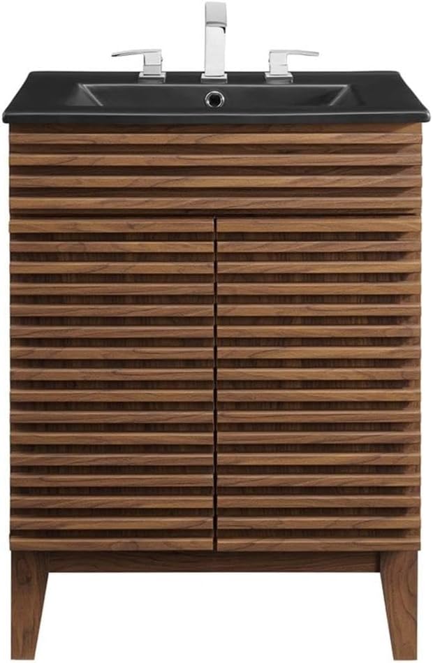 Modway Render 24" Bathroom Vanity with Sink in Walnut Black