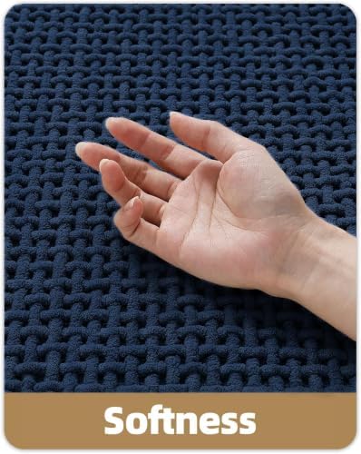 Color&Geometry 24"x36" Chenille Pile Bathroom Rugs Upgraded Denser,Blue