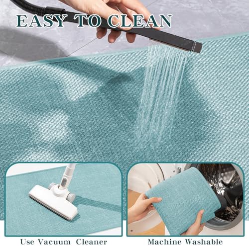 chakme Bathroom Rugs Mat 32x17, Ultra Thin Non Slip Bath Mat Quick Dry Absorbent Bath Mat for Bathroom Floor, (Light Blue, 32"x17")