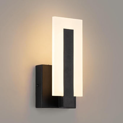 Modern LED Wall Sconces, 3000K Warm White Indoor Black Wall Light, 8W Acrylic Hardwired Wall Mounted Lights for Hallways, Bedrooms, Hallways,Corridor,Home Room Decor