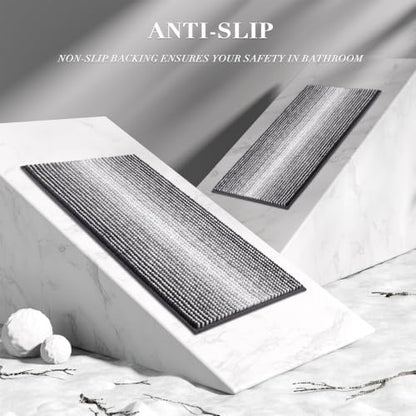 BSICPRO Bathroom Rugs Sets 2 Piece, Non Slip Striped Bath Mats, Gray