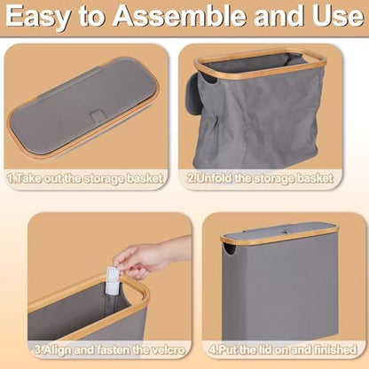 efluky Toilet Paper Basket 28L, Toilet Paper Holder with Lid for Bathroom, Free Standing Storage Organizer Holds Up to 9-12 Rolls (Grey, 1)