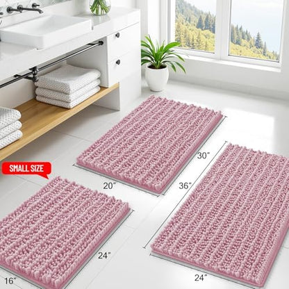 Smiry Bathroom Rugs 30X20, Extra Soft Rubber Backing Chenille Bath Mats