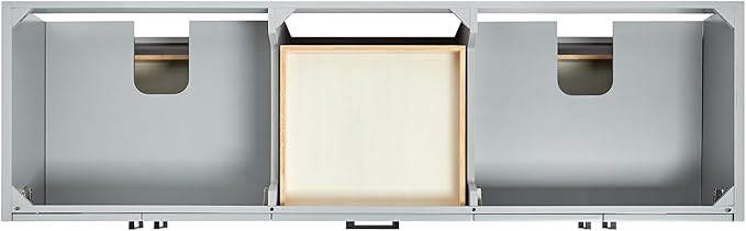 ARIEL Kelly 72-inch Bathroom Vanity with Sink,Solid Wood, 1.5-inch Italian Carrara Marble Countertop & Backsplash, Double Rectangular Porcelain Sink, 4 Soft Closing Doors, 5 Dovetail Drawers, Grey