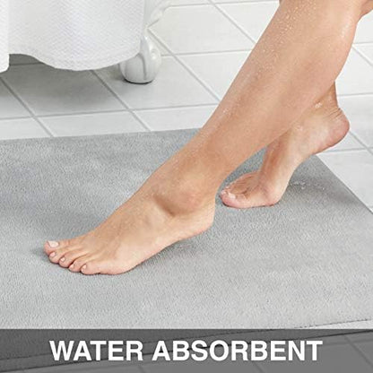 Memory Foam Bath Mat Non Slip Absorbent Super Cozy Velvet Bathroom Rug Carpet (22 inches X 42 inches, Silver)