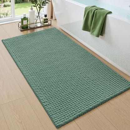 DEXI Chenille Bath Mat 43x24, Soft Absorbent Bathroom Rugs, Green