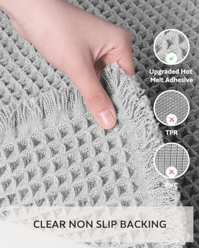tchdio Waffle Bath Mat Rug, Super Absorbent Non Slip Bath Mats for Bathroom Mat Ultra Soft Bathmat Machine Washable Bathroom Rugs with Tassels, Bath Rugs Beside Tub, 24" x 36"