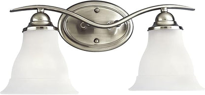 Progress Lighting 2-Light Etched Glass Traditional Bath Vanity Light, Trinity Collection, Indoor, P3191-09, Brushed Nickel