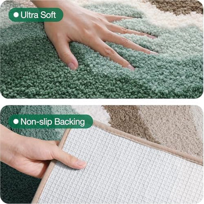 LUMI Coastal Bathroom Rug Soft Microfiber Absorbent Bath Mat 24x71
