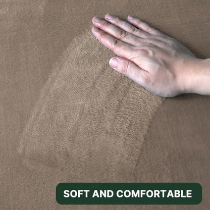 H.VERSAILTEX Bath Mat Memory Foam Set Bathroom Rug Set Flannel Velvety Bath Mat Luxury Extra Soft and Absorbent Non Slip Rugs for Bathroom/Bedroom Washable(Curved Set 24"x 36" Plus 20"x 24"U, Taupe)