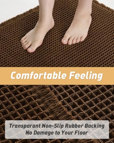 Upgraded Waffle Bath Mat Ultra Absorbent Non Slip Bathroom Mat, 20" x 32"