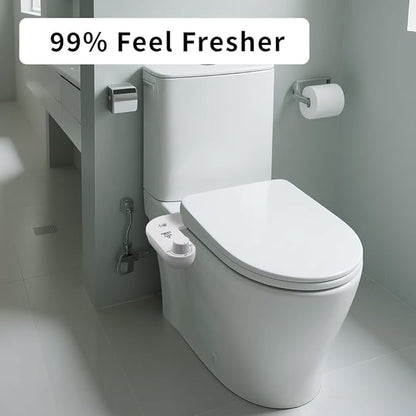 BUMBLISS Self-Cleaning Non-Electric Bidet Attachment for Toilet – Adjustable Water Pressure Control, Manual White Knob, Easy to Install, Eco-Friendly Hygiene Upgrade for Bathroom, Beday Badette