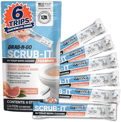 Unique Scrub-It Foaming Powder RV Toilet Cleaner Stick Packs, 6-Count