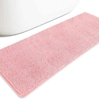 Bathroom Runner Rug 24 x 72 Non Slip – Extra Long Bath Mat | Absorbent and Washable Thick Chenille Runner Rug for Bathroom, Shower, Tub, Sink(Pink)