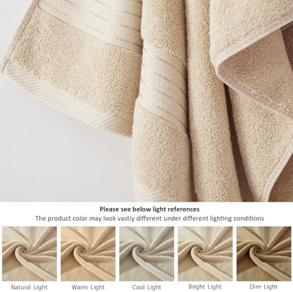 COZYART Luxury Bath Towel Set 6 Pcs, Beige 100% Turkish Cotton 650 GSM