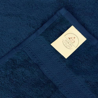 Large Bath Towels Pack of 6 – 24" x 50", 100% Cotton Terry – Soft, Quick-Dry & Highly Absorbent – Navy Blue Towels for Bathroom, Spa, Shower, Pool & Daily Use