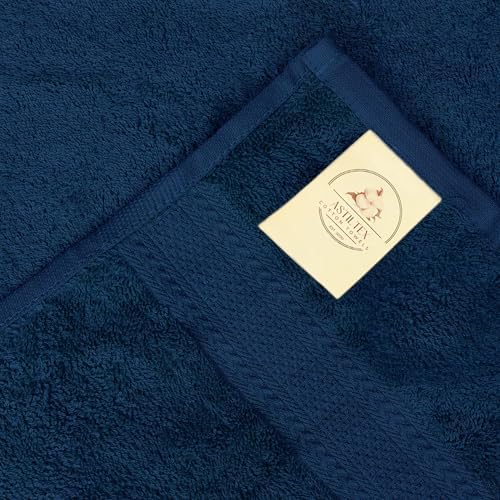 Bath Towels Bulk Set of 12 – 24" x 50" – 100% Cotton Terry, Soft, Quick-Dry & Highly Absorbent – Navy Blue Towels for Bathroom, Spa, Gym, Hotel, Pool & Everyday Use