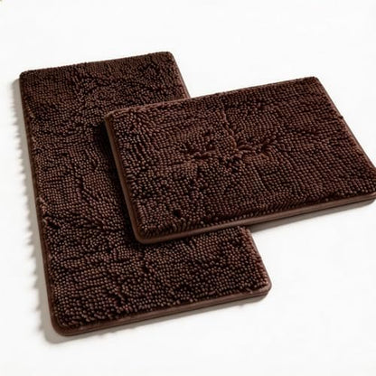 RUN HELIX Bathroom Rugs Set Non Slip 2 Piece Bath Rugs Extra Soft Chenille Bathroom Mats Bath Mat Set,Absorbent Shaggy Rugs Perfect Plush Mats Small Rug