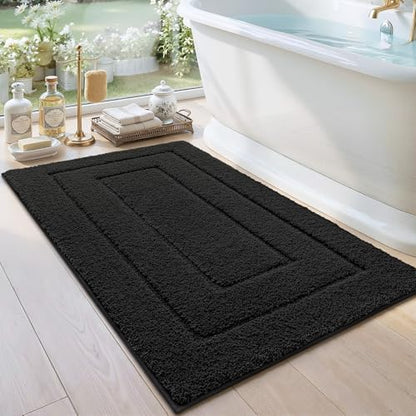 DEXI Bathroom Rugs 43x24, Non-Slip and Absorbent Bath Mat, Black